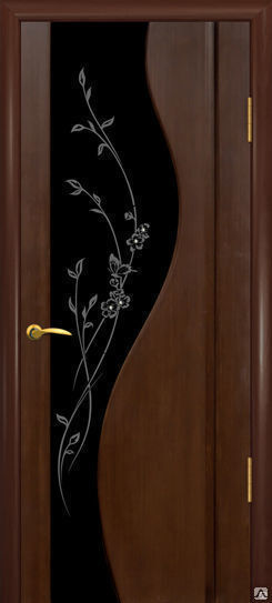 Дверь шпон Магия ( чёрное широкое стекло с рисунком и стразами) .