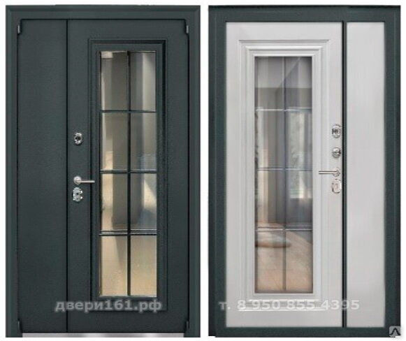 Неаполь серый муар рал 7016 входная двустворчатая дверь (1200*2050) тройным стеклопакетом. Венмар.
