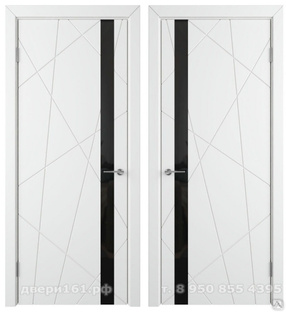 Тоскана эмалит белый чёрное стекло межкомнатная дверь покрытие экошпон. Производство Россия. #1