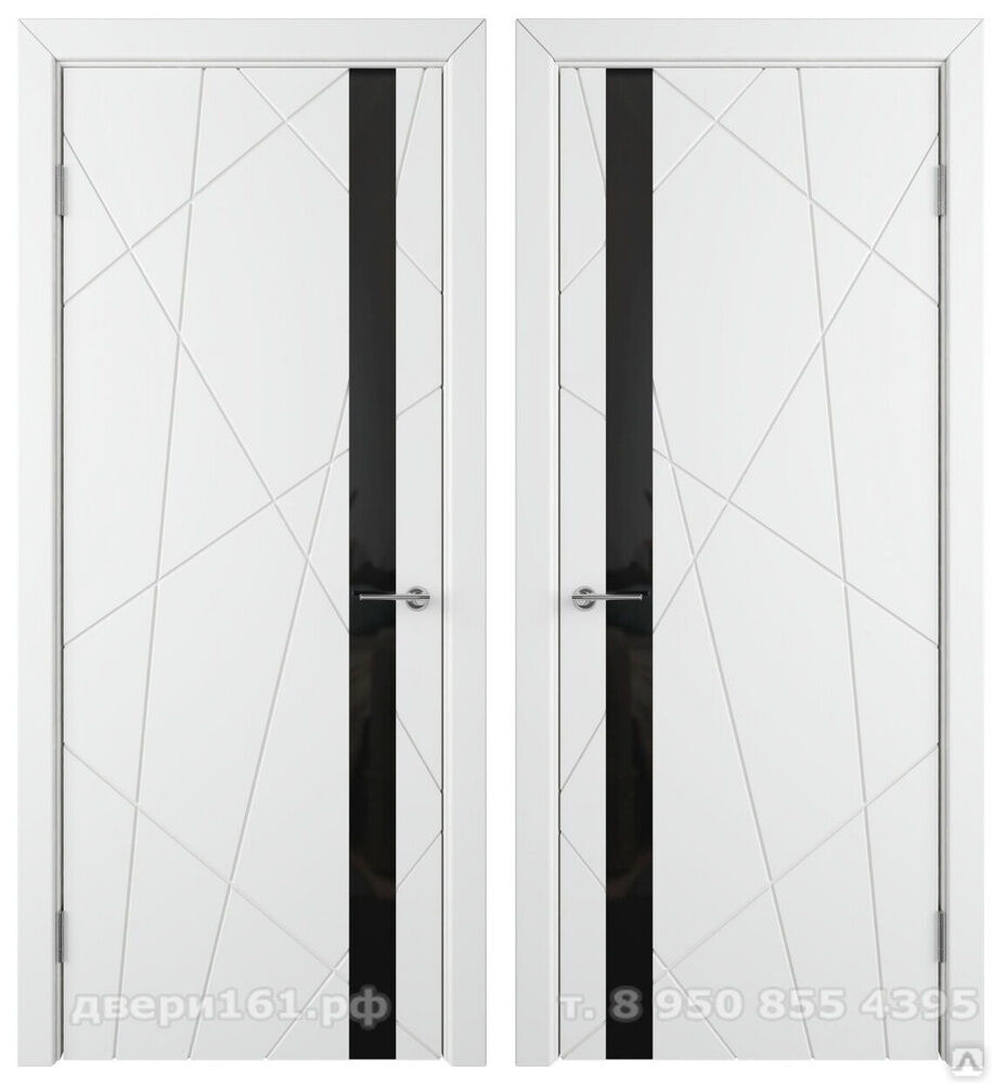 Тоскана эмалит белый чёрное стекло межкомнатная дверь покрытие экошпон. Производство Россия.