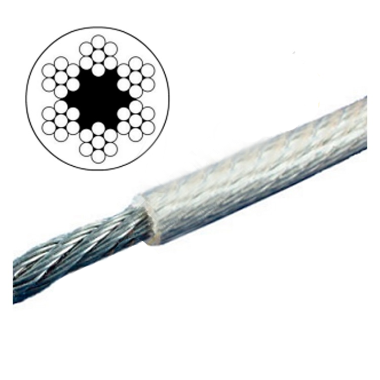 Трос для растяжки в ПВХ оболочке DIN 3055 P плетение 6x7 оцинкованная сталь, D1/2 мм (250 м)