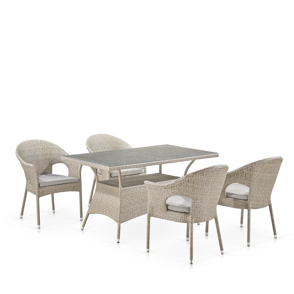 Комплект плетеной мебели T198C/Y79C-W85 Latte (4+1) Afina
