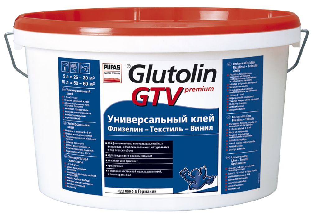 Обойный клей Pufas Glutolin GTV Флиз-Текстиль Специальный 5 л