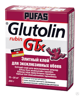 Обойный клей Pufas Glutolin rubin GTx Элитный для эксклюзивных обоев 200 г 